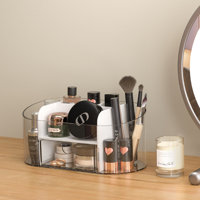 Asztali kozmetikai szervező doboz PET+HIPS anyagból, 1 L kapacitás, modell 5370, modern minimalist design