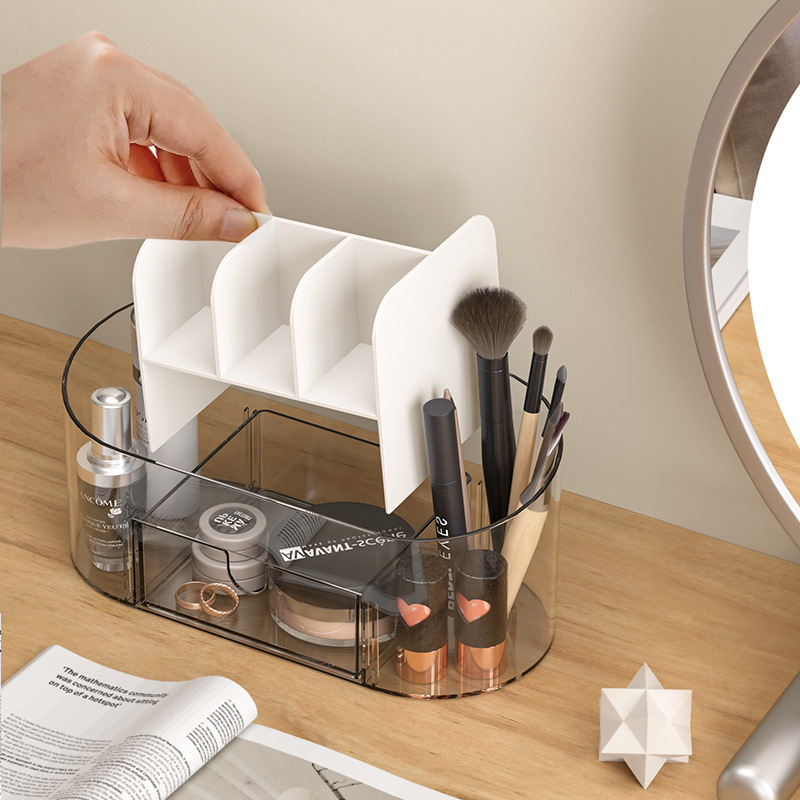 Asztali kozmetikai szervező doboz PET+HIPS anyagból, 1 L kapacitás, modell 5370, modern minimalist design