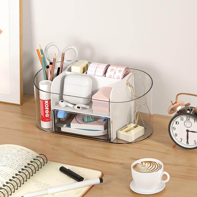 Asztali kozmetikai szervező doboz PET+HIPS anyagból, 1 L kapacitás, modell 5370, modern minimalist design