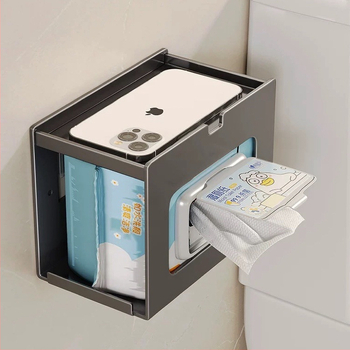 Διπλός κρατήρας χαρτιού μπάνιου, τοίχου, χωρίς διάτρηση, από χάλυβα άνθρακα, μοντέρνος μινιμαλιστικός σχεδιασμός