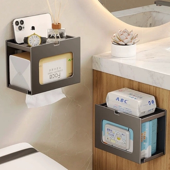 Διπλός κρατήρας χαρτιού μπάνιου, τοίχου, χωρίς διάτρηση, από χάλυβα άνθρακα, μοντέρνος μινιμαλιστικός σχεδιασμός