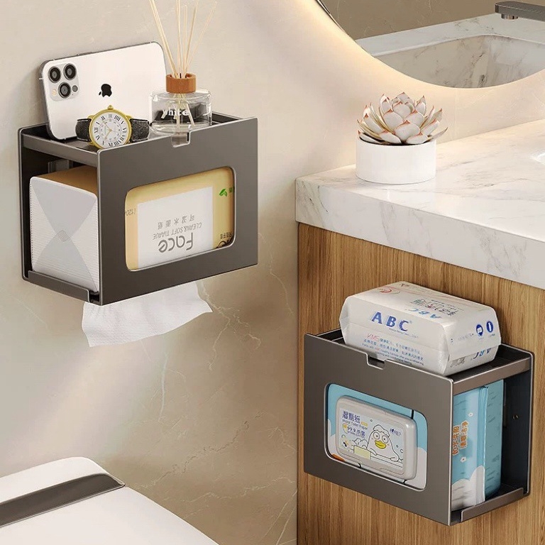 Διπλός κρατήρας χαρτιού μπάνιου, τοίχου, χωρίς διάτρηση, από χάλυβα άνθρακα, μοντέρνος μινιμαλιστικός σχεδιασμός