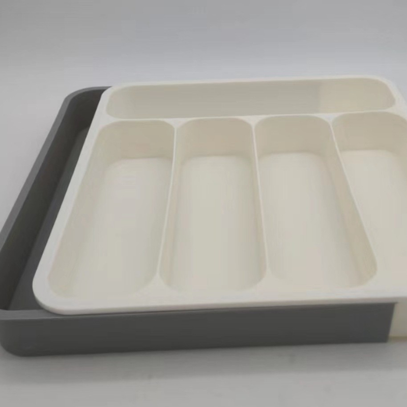 Organizator pribora za kuhinjsku ladicu – plastični, sklopivi, odvojivi, bez ugradnje, višenamjenski za nože, vilice, žlice i štapiće