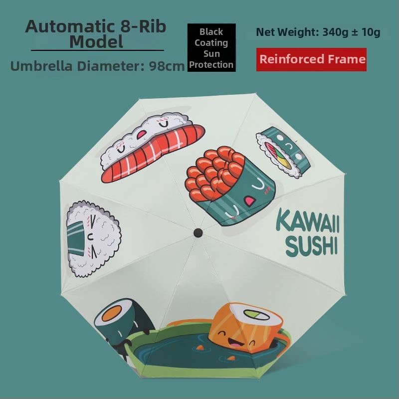 Ομπρέλα με καρτούν σχέδιο, τριών τμημάτων, σκελετός από σίδηρο με 8 βέργες, ύφασμα 190T, χειροκίνητο άνοιγμα, εκτύπωση λογοτύπου και παραμετροποίηση