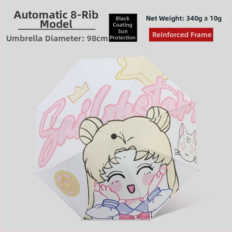 Ομπρέλα με καρτούν σχέδιο, τριών τμημάτων, σκελετός από σίδηρο με 8 βέργες, ύφασμα 190T, χειροκίνητο άνοιγμα, εκτύπωση λογοτύπου και παραμετροποίηση