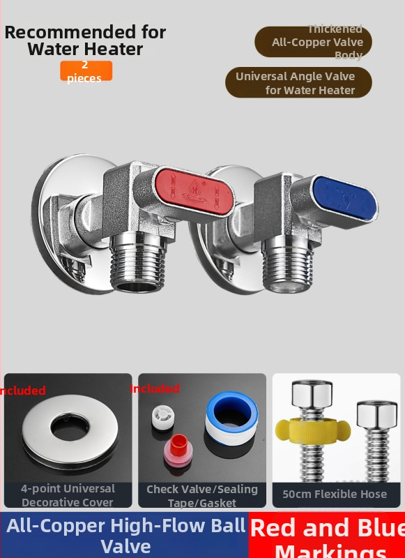 Mesing kuglični ventil za plinski bojler - visok protok, kutni ventil za toplu i hladnu vodu, model 5016