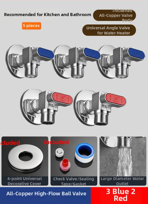 Mesing kuglični ventil za plinski bojler - visok protok, kutni ventil za toplu i hladnu vodu, model 5016