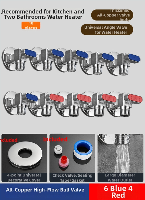 Mesing kuglični ventil za plinski bojler - visok protok, kutni ventil za toplu i hladnu vodu, model 5016