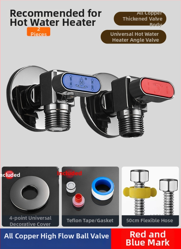 Mesing kuglični ventil za plinski bojler - visok protok, kutni ventil za toplu i hladnu vodu, model 5016