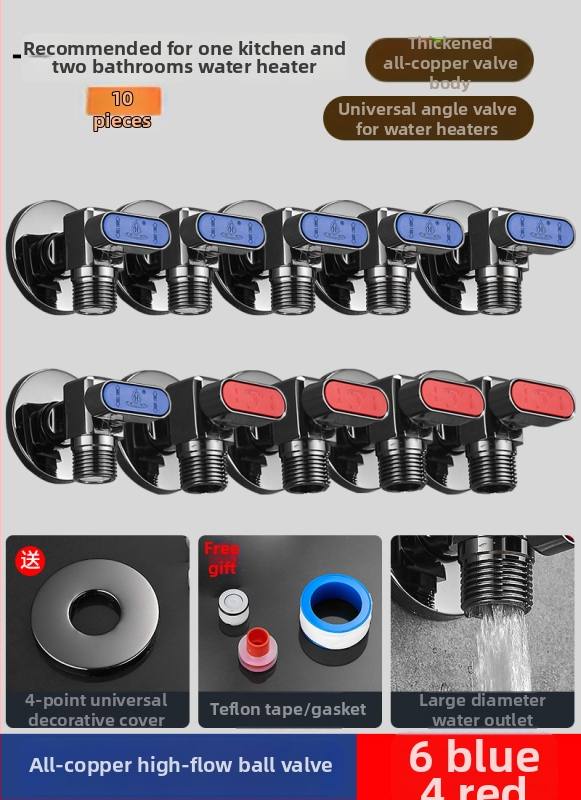 Mesing kuglični ventil za plinski bojler - visok protok, kutni ventil za toplu i hladnu vodu, model 5016