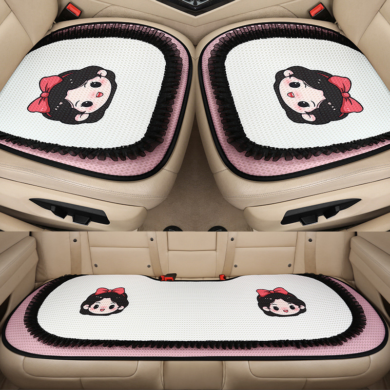 Σετ από τρία μαξιλαράκια καθίσματος αυτοκινήτου, αναπνευστή επιφάνεια με πλέγμα, γέμισμα από σφουγγάρι, cartoon σχεδιασμός με ραφή, κατάλληλο για όλες τις εποχές