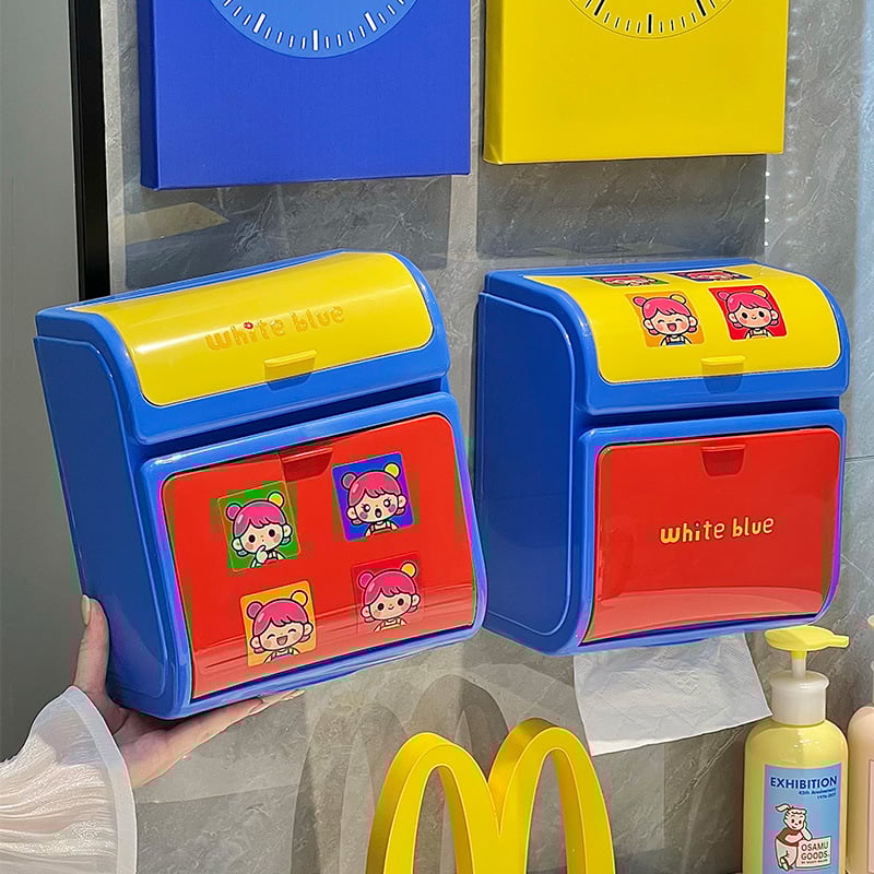 Επιτοίχια θήκη χαρτιού υγείας, PP υλικό, αδιάβροχη, χωρίς διάτρηση, μπάνιο