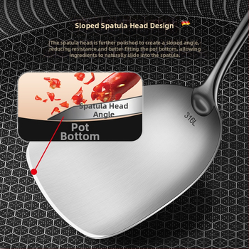 Bomans Set lingură și spatulă din oțel inoxidabil 316, mâner din ebony sandalwood, stil chinezesc – antiaderent, rezistent la temperaturi înalte, anti-derapare