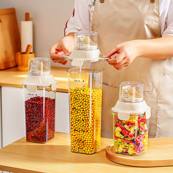 Honey doshiko Plastna kvadratna posuda za žitarice – zatvorena, otporna na insekte, otporna na vlagu, za rižu i brašno, kapacitet 1–2 L