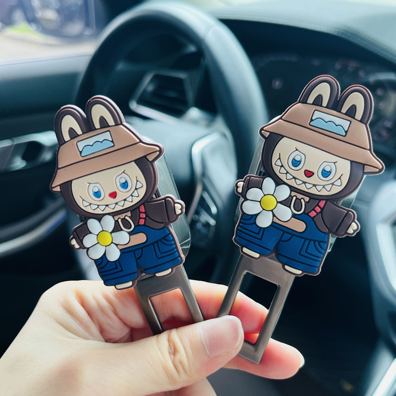 Автомобилен клип за предпазен колан с карикатурен дизайн за детски колан; материал: цинкова сплав; без персонализация; подходящ за удължител на колана