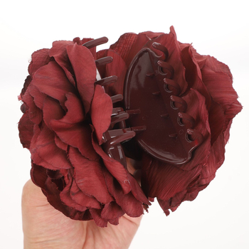 Accesoriu pentru păr lucrat manual, cu floare de mătase și clips crocodil pentru femei