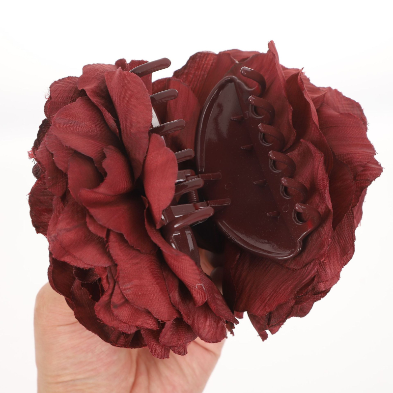 Accesoriu pentru păr lucrat manual, cu floare de mătase și clips crocodil pentru femei