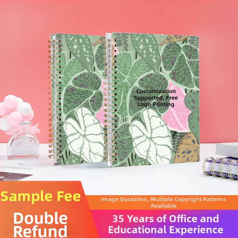 Caiet cu copertă rigidă și legare în spirală, imprimare logo, 200 pagini, hârtie 100 g, personalizare