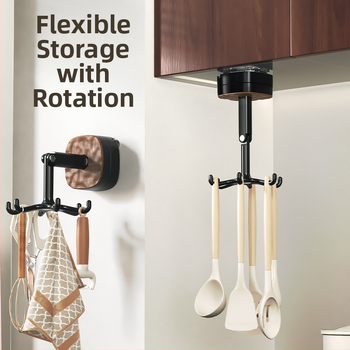 Otočný súbor kuchynských nástrojov s prísavkou — montáž bez vŕtania, potravinársky silikón + beech wood handle