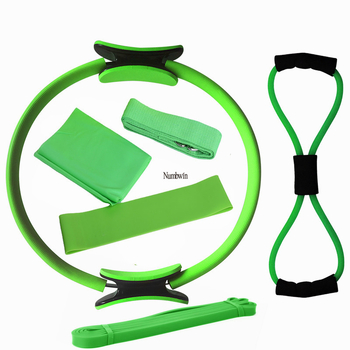 Σετ έξι τεμαχίων δακτυλίου γιόγκα για πιλάτες με ταινίες αντίστασης από καουτσούκ και ταινίες διάτασης