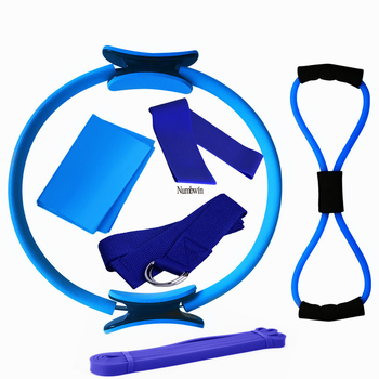Σετ έξι τεμαχίων δακτυλίου γιόγκα για πιλάτες με ταινίες αντίστασης από καουτσούκ και ταινίες διάτασης