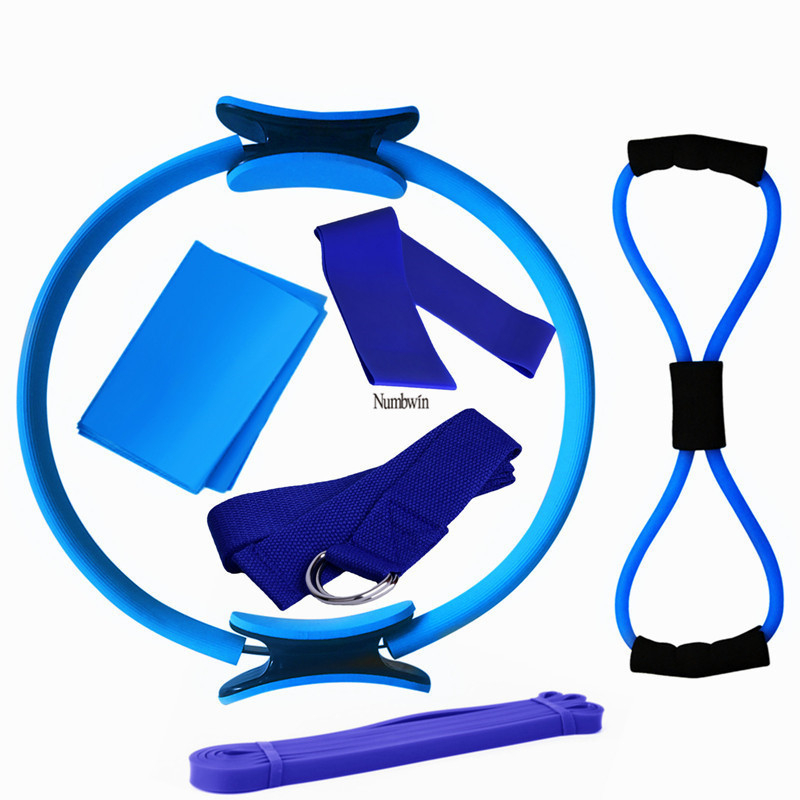 Σετ έξι τεμαχίων δακτυλίου γιόγκα για πιλάτες με ταινίες αντίστασης από καουτσούκ και ταινίες διάτασης