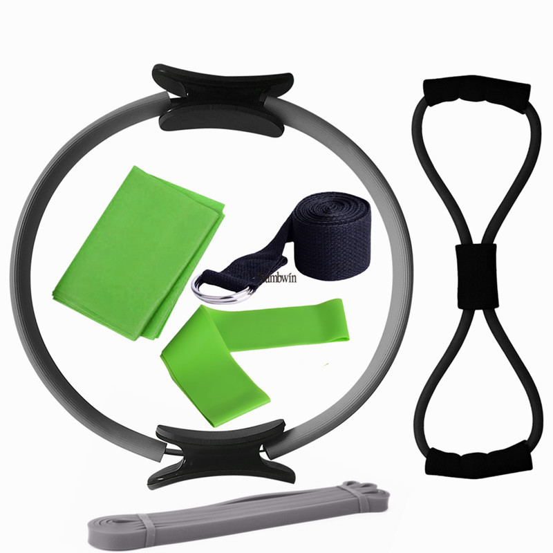 Σετ έξι τεμαχίων δακτυλίου γιόγκα για πιλάτες με ταινίες αντίστασης από καουτσούκ και ταινίες διάτασης
