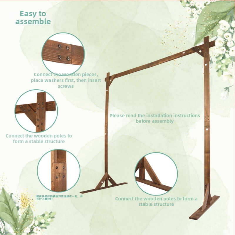 Ξύλινο γαμήλιο τόξο με δασική θεματολογία, ξύλινη κατασκευή, συσκευασία σε χαρτονέν κουτί, μάρκα Lujing, προσαρμοσμός για γάμους