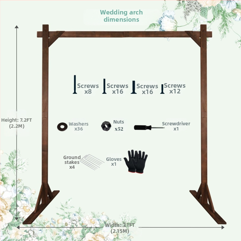 Ξύλινο γαμήλιο τόξο με δασική θεματολογία, ξύλινη κατασκευή, συσκευασία σε χαρτονέν κουτί, μάρκα Lujing, προσαρμοσμός για γάμους