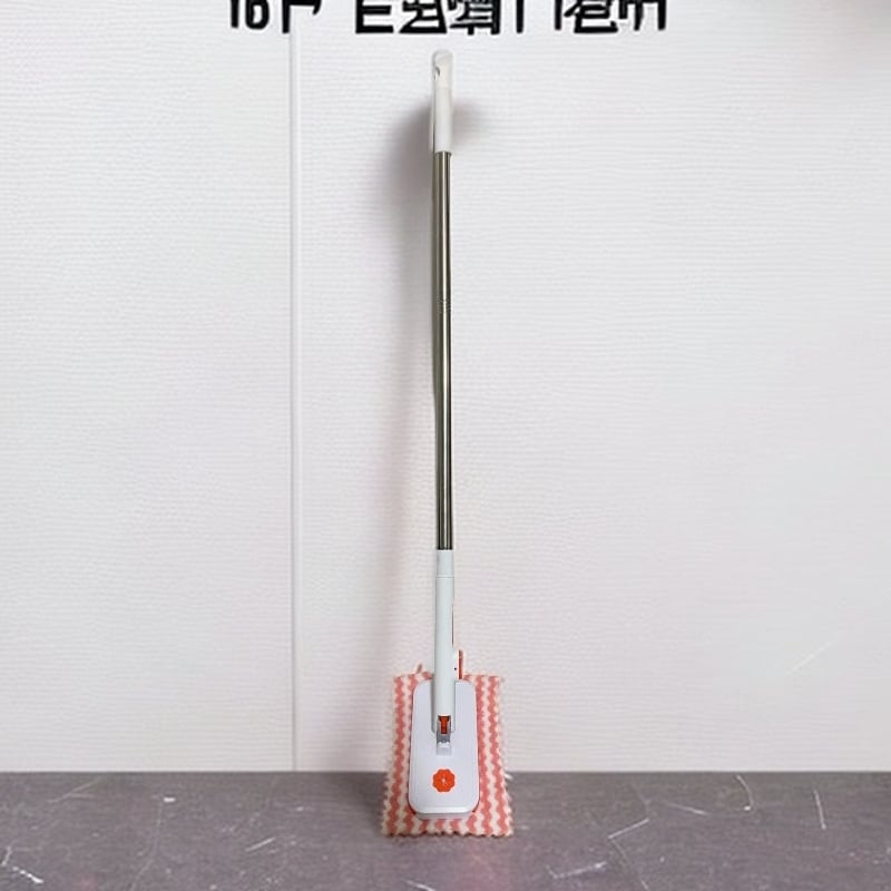 Σκούπα δαπέδου από μικροϊνες με ατσάλινο κοντάρι, 70–80% στύψιμο, μηχανισμός στύψιματος με κλιπ, αντοχή 3 kg