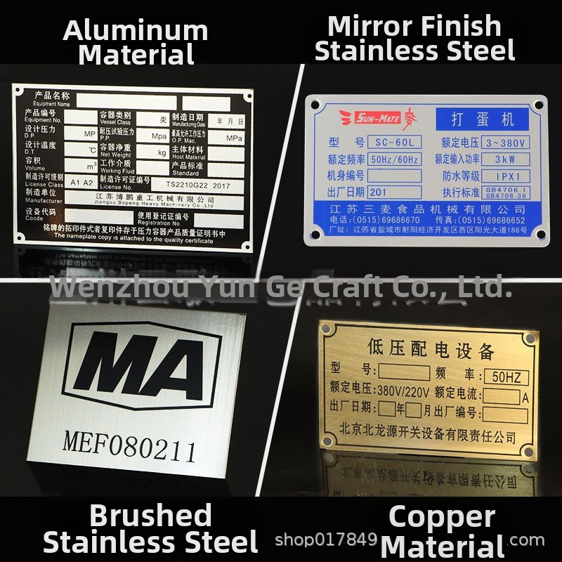 Fém biztonsági tábla ipari berendezésekhez – rozsdamentes acél, szitanyomás, testre szabható