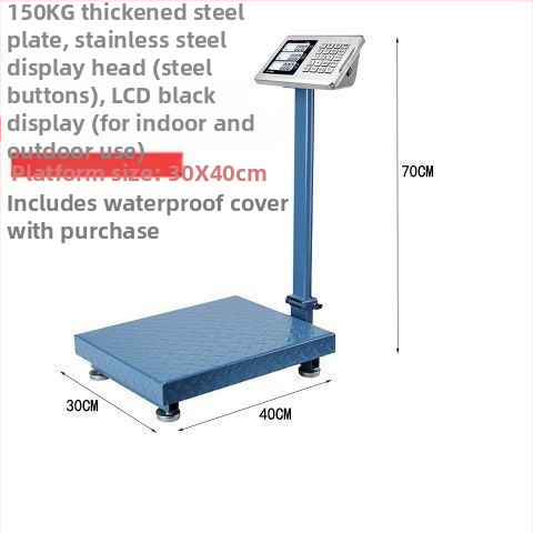 Ηλεκτρονική εμπορική ζυγαριά, χωρητικότητα 300 kg, αναδιπλούμενη πλατφόρμα, επαναφορτιζόμενη μπαταρία, ακριβής ζύγιση
