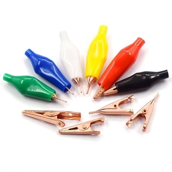 Медни крокодилски щипки с изолираща обвивка за електрически тестове — плоско устие