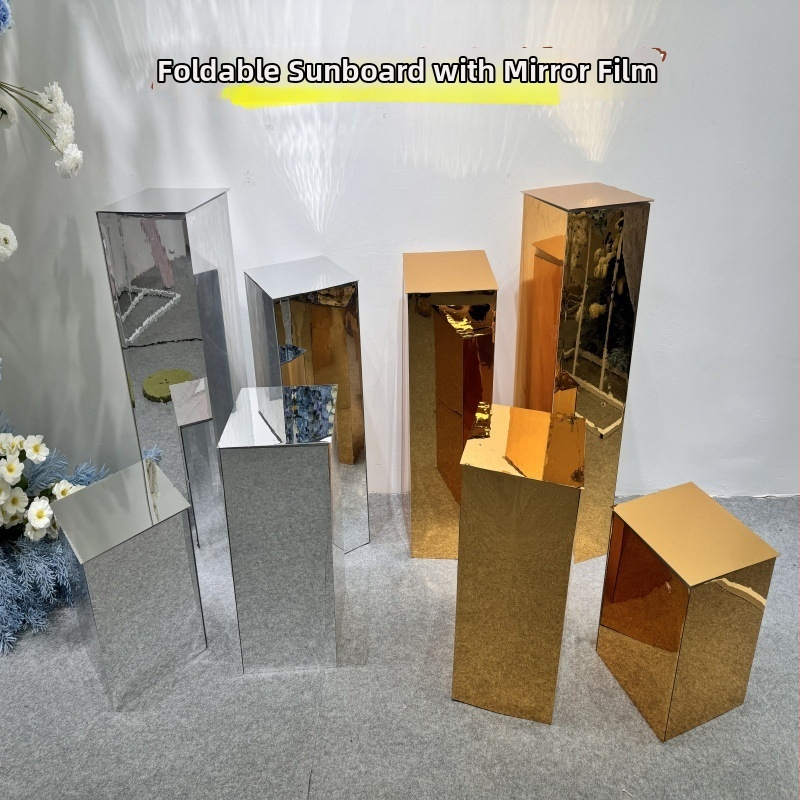 Beautiful Γαμήλια Διπλού Καθρέφτη Ακρυλική Τετράγωνη Κολόνα – Βάση εισόδου και Έκθεσης Λουλουδιών και Τούρτας, Προσαρμόσιμη