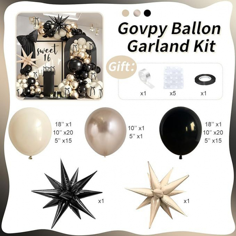 Yuyi set balon-girlanda, latex baloni okruglog oblika, 115 kom, za rođendan i vjenčanje