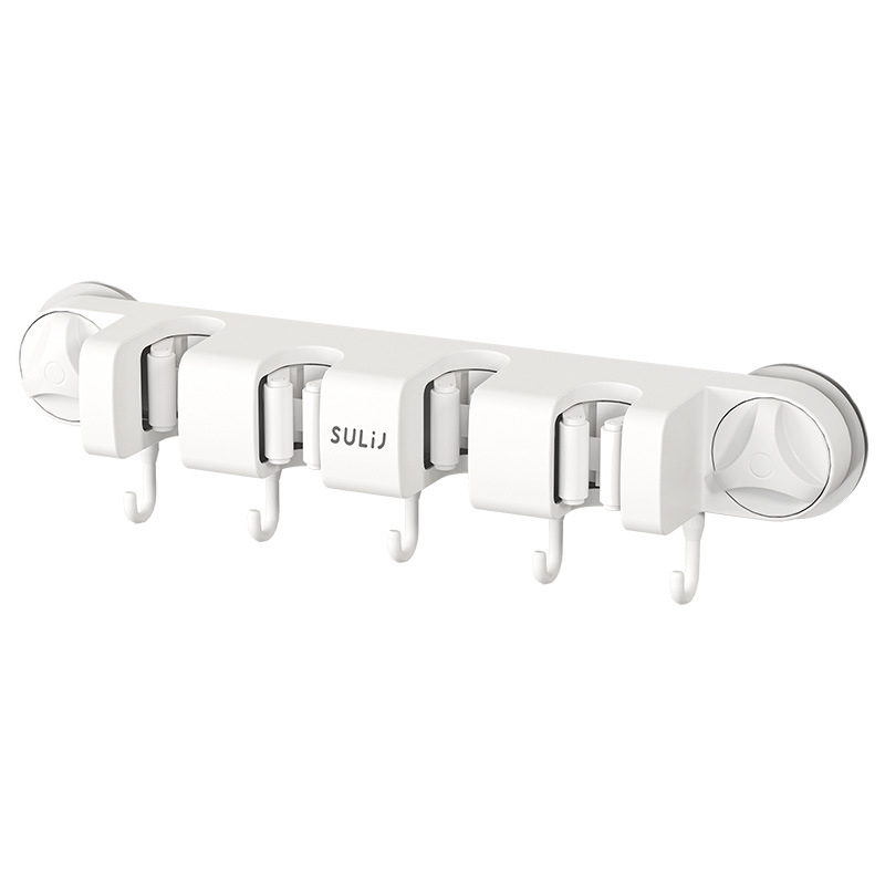 Suport mop cu ventuze pentru perete, montaj fără găuri, ABS, încărcătură 10–15 kg, cu mai multe cârlige, stil luxos, set de 60