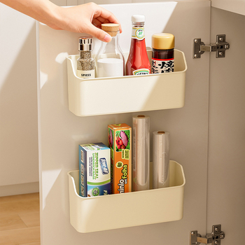 Ράφι αποθήκευσης τοίχου, πολυλειτουργικός PP οργανωτής για μπάνιο και κουζίνα, αποθήκευση κρεμμυδιού και τζίντζερ, μονό επίπεδο, εγκατάσταση χωρίς τρύπες, μοντέρνο στυλ