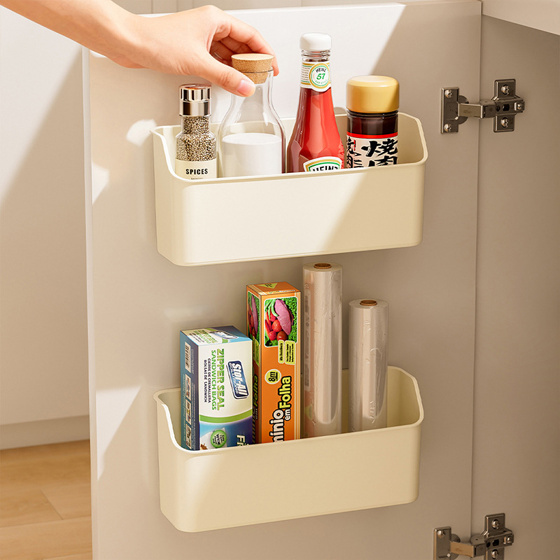 Ράφι αποθήκευσης τοίχου, πολυλειτουργικός PP οργανωτής για μπάνιο και κουζίνα, αποθήκευση κρεμμυδιού και τζίντζερ, μονό επίπεδο, εγκατάσταση χωρίς τρύπες, μοντέρνο στυλ