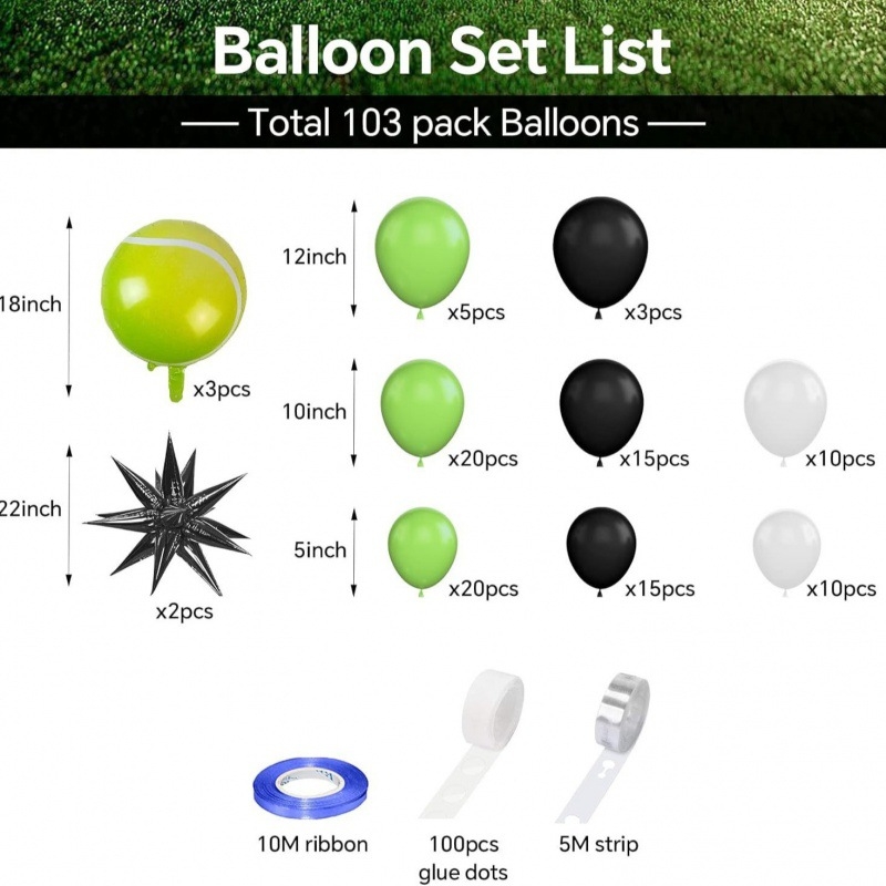 Set balonske arke sa sportskom temom - latex baloni, kružni oblik, tisak logotipa, pakiranje 20x26x3 cm