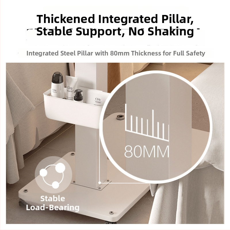 Τροχήλατο τραπεζάκι εξοπλισμού ομορφιάς, φορητό, κατασκευή από μοριοσανίδα πυκνότητας, μοντέρνος μίνιμαλ σχεδιασμός, βάση δαπέδου, 1-επίπεδο