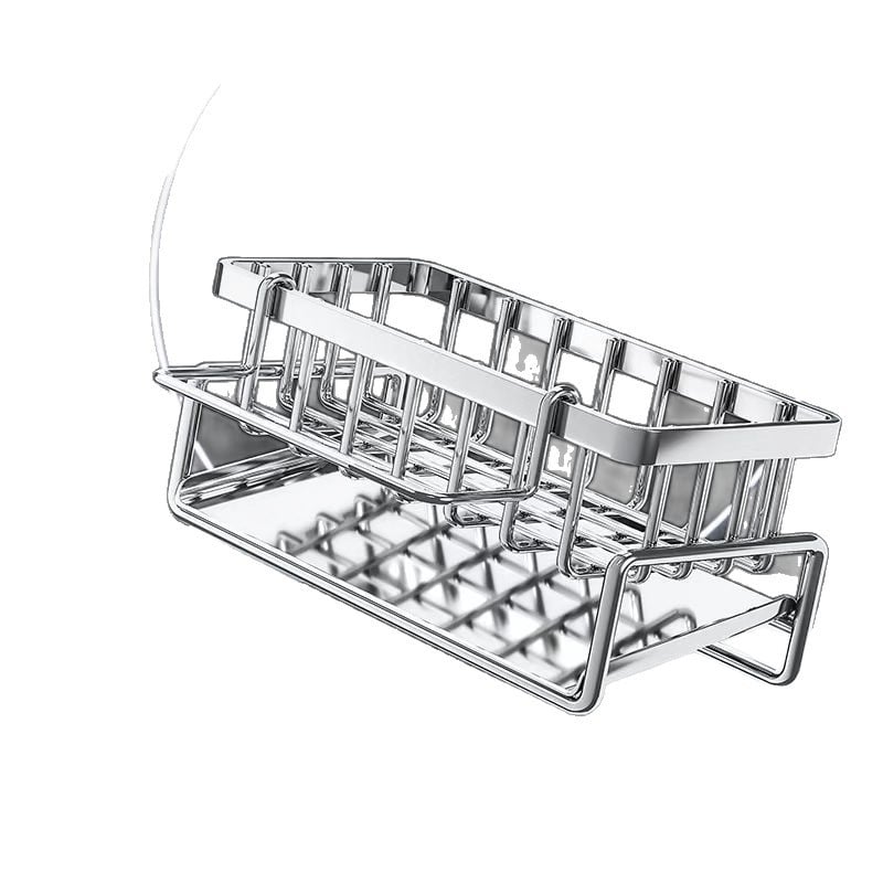 Ράφι αποστράγγισης κουζίνας από ανοξείδωτο ατσάλι – πολυχρηστικός οργανωτής για σφουγγάρια και πετσέτες πιάτων, μοντέρνο μινιμαλιστικό στυλ για πάγκο