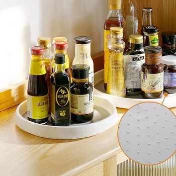 Lazy Susan okrugla posuda za začine u kuhinji, rotirajuća, protuklizna, PP+TPR