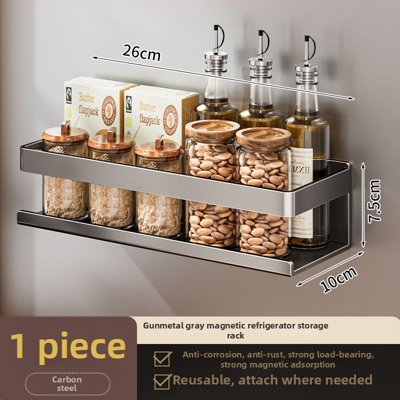 Μαγνητικό πλευρικό ράφι κουζίνας, τοίχο-κρεμάστρα, μινιμαλιστικός οργανωτής για μπαχαρικά από ατσάλι άνθρακα