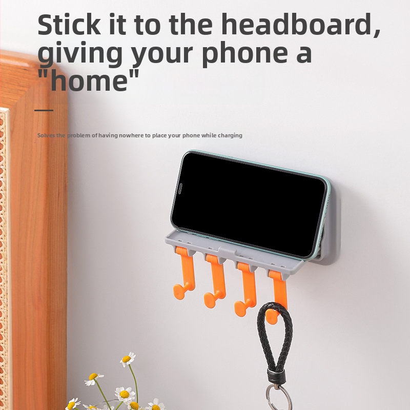 Nástenný kúpeľňový úložný priestor s viacerými háčikmi, bez vŕtania, plastový, nosnosť 5 kg