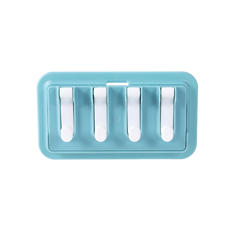 Raft de depozitare montat pe perete pentru baie, cu mai multe cârlige, fără găuri, din plastic, capacitate 5 kg