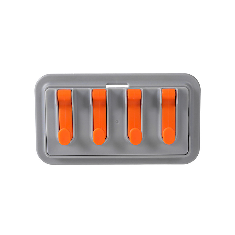 Raft de depozitare montat pe perete pentru baie, cu mai multe cârlige, fără găuri, din plastic, capacitate 5 kg