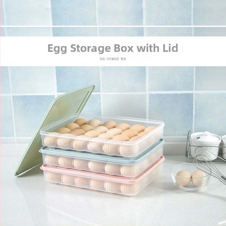Кутия за яйца с капак – пластмасова многослойна тавичка за яйца, 24 гнезда, за хладилник