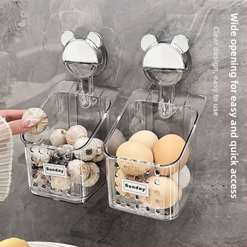 Τοίχου ράφι αποθήκευσης με βύσμα αναρρόφησης για πράσα, τζίντζερ και σκόρδο — Κουζίνα, χωρίς διάτρηση