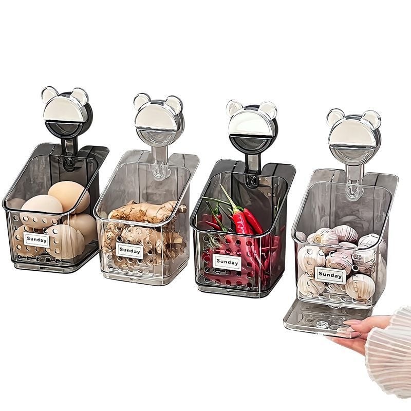 Τοίχου ράφι αποθήκευσης με βύσμα αναρρόφησης για πράσα, τζίντζερ και σκόρδο — Κουζίνα, χωρίς διάτρηση