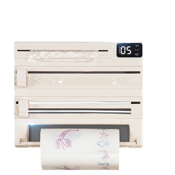 Επιτοίχιος 5-σε-1 πλαστικός κόπτης φιλμ για κουζίνα, αλουμινόχαρτο και ράφι χαρτιού, χωρίς εγκατάσταση, ορθογώνιος σχεδιασμός